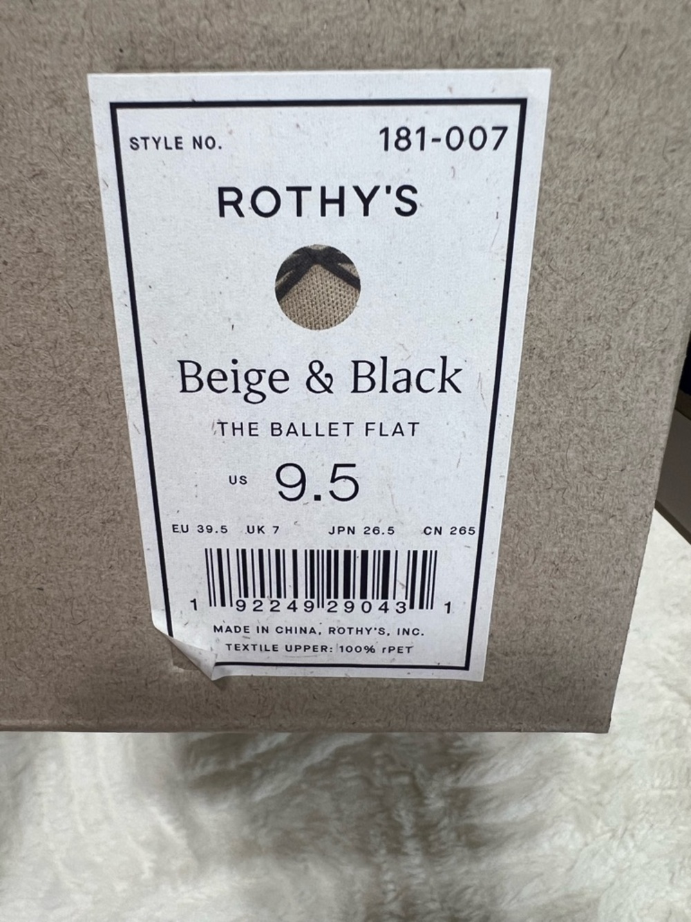 NIB Rothy’s The Ballet Flat Beige & Black Bow Knit Flats Women’s Size 9.5 - Picture 8 of 11